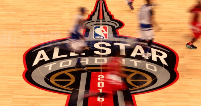 2016 NBA All-Star Game logo on the court in Toronto