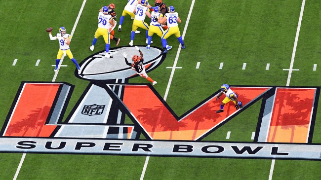 Super Bowl LVI logo on field