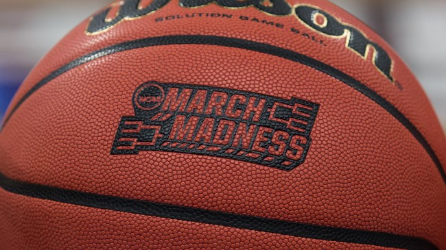March Madness logo on basketball