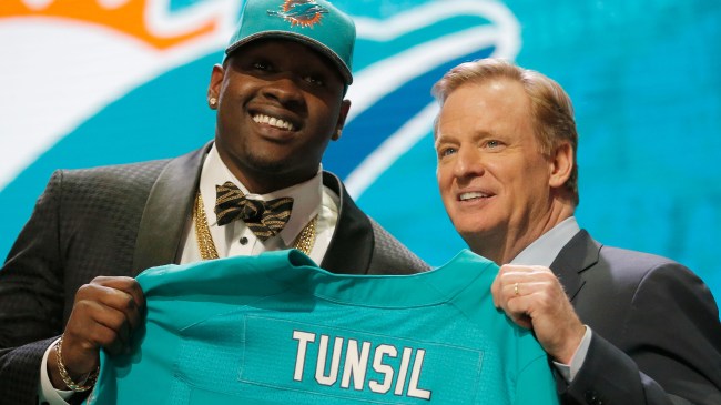 Laremy Tunsil and Roger Goodell at the 2016 NFL Draft