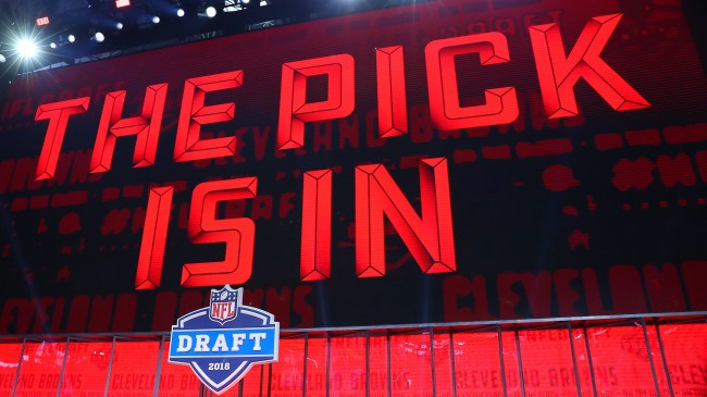 "The Pick Is In" displayed at the NFL Draft
